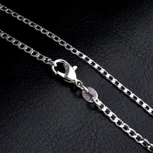 925 Silver 2MM Necklace for Men Women Fashion Jewelry