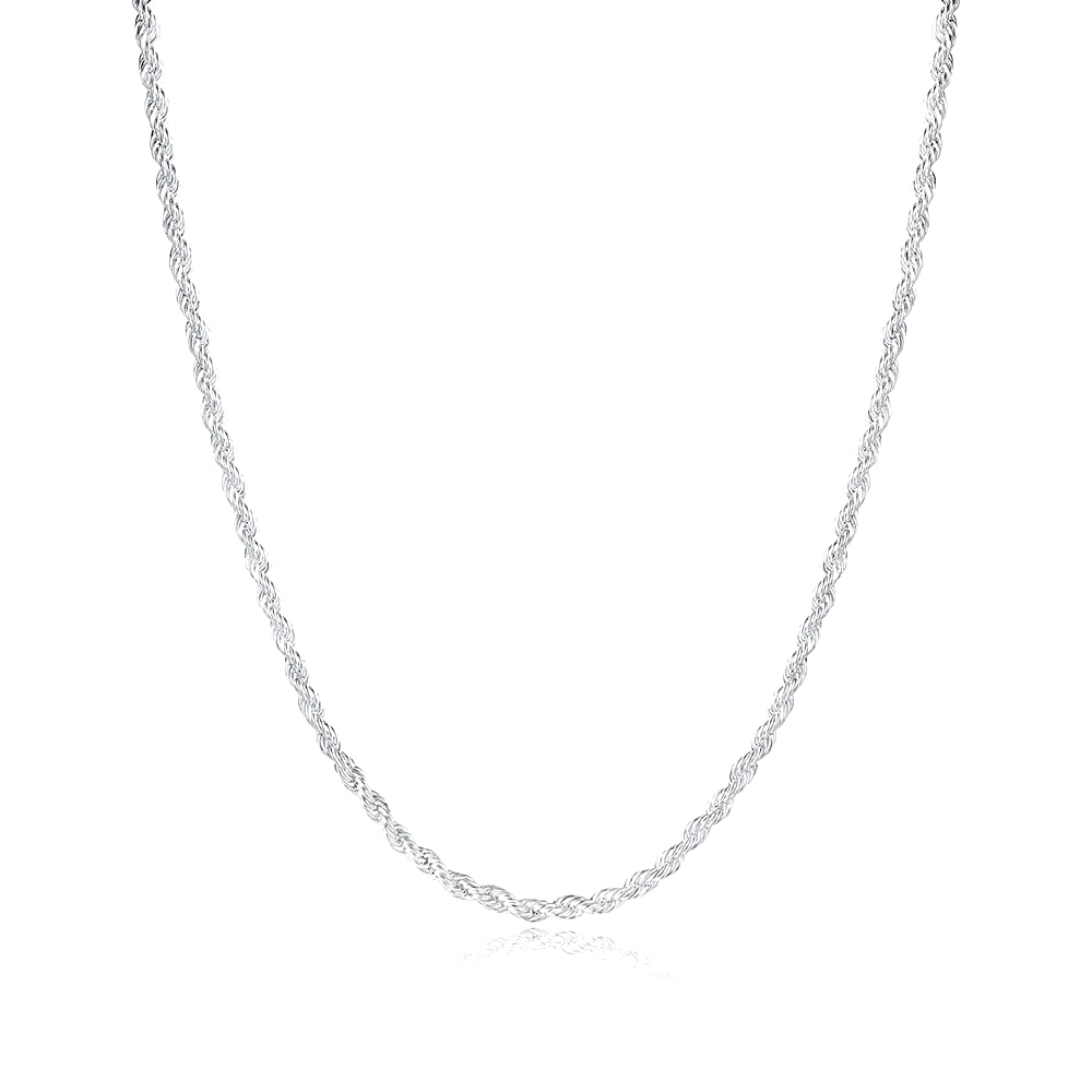 925 Sterling Silver 16/18/20/22/24 Inch 2Mm Flash Twisted Rope Necklace for Women Man Fashion Wedding Charm Jewelry